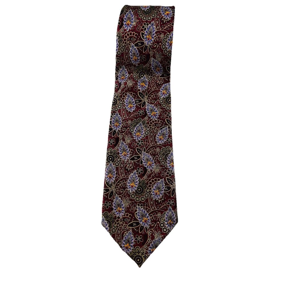 Robert Talbott Best Of Class Burgundy Floral Silk Hand Sewn Made In USA Tie